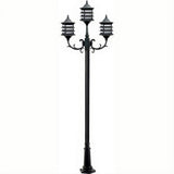 Dabmar Lighting GM1823-L18-60K-B Cast Alum 3 Post Top Fixture Pole + Base 120V E26 3X LED 6W 60K Black