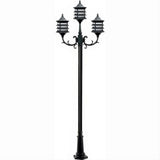 Dabmar Lighting GM1823-L27-27K-B Cast Alum 3 Post Top Fixture Pole + Base 120V GU24 3X LED 9W 27K Black