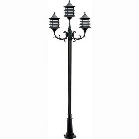 Dabmar Lighting GM1823-L27-27K-B Cast Alum 3 Post Top Fixture Pole + Base 120V GU24 3X LED 9W 27K Black