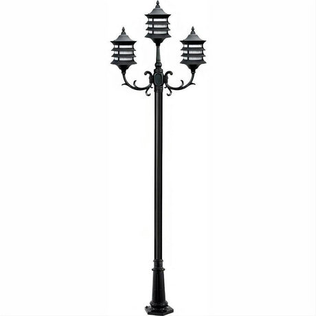 Dabmar Lighting GM1823-L27-40K-B Cast Alum 3 Post Top Fixture Pole + Base 120V GU24 3X LED 9W 40K Black