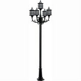 Dabmar Lighting GM1825-L30-60K-B Cast Alum 5 Post Top Fixture Pole + Base 120V E26 5X LED 6W 60K Black