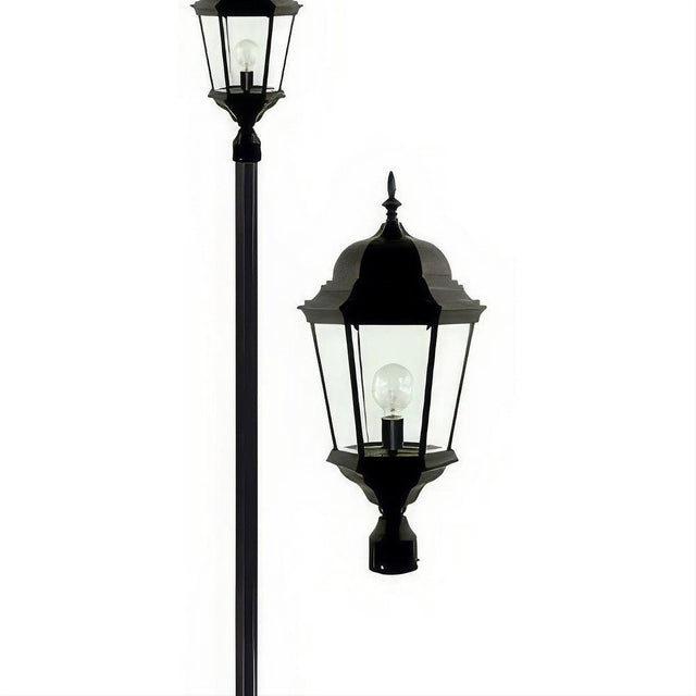 Dabmar Lighting GM2351-L20-30K-B Cast Alum 1 Post Top Fixture Pole + Base 120V-277V G24 LED 20W 30K Black
