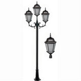 Dabmar Lighting GM2353-L60-30K-B-FR-FR Cast Alum 3 Post Top Fixture Pole + Base 120V-277V G24 3X LED 20W 30K Frost Black