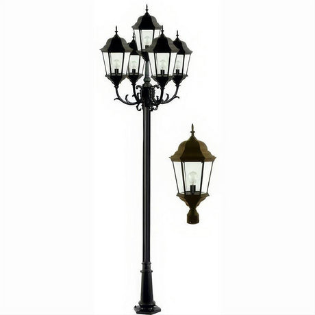 Dabmar Lighting GM2355-BZ Cast Alum 5 Post Top Fixture Pole + Base 120V E26 No Lamp Bronze