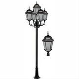Dabmar Lighting GM2355-L100-50K-B-FR-FR Cast Alum 5 Post Top Fixture Pole + Base 120V-277V G24 5X LED 20W 50K Frost Black