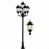 Dabmar Lighting GM2355-L100-50K-BZ Cast Alum 5 Post Top Fixture Pole + Base 120V-277V G24 5X LED 20W 50K Bronze