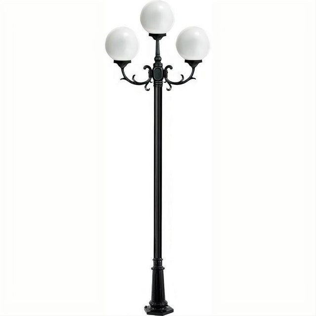 Dabmar Lighting GM2403-L18-60K-B Cast Alum 3 Post Top Fixture Pole + Base 120V E26 3X LED 6W 60K Black