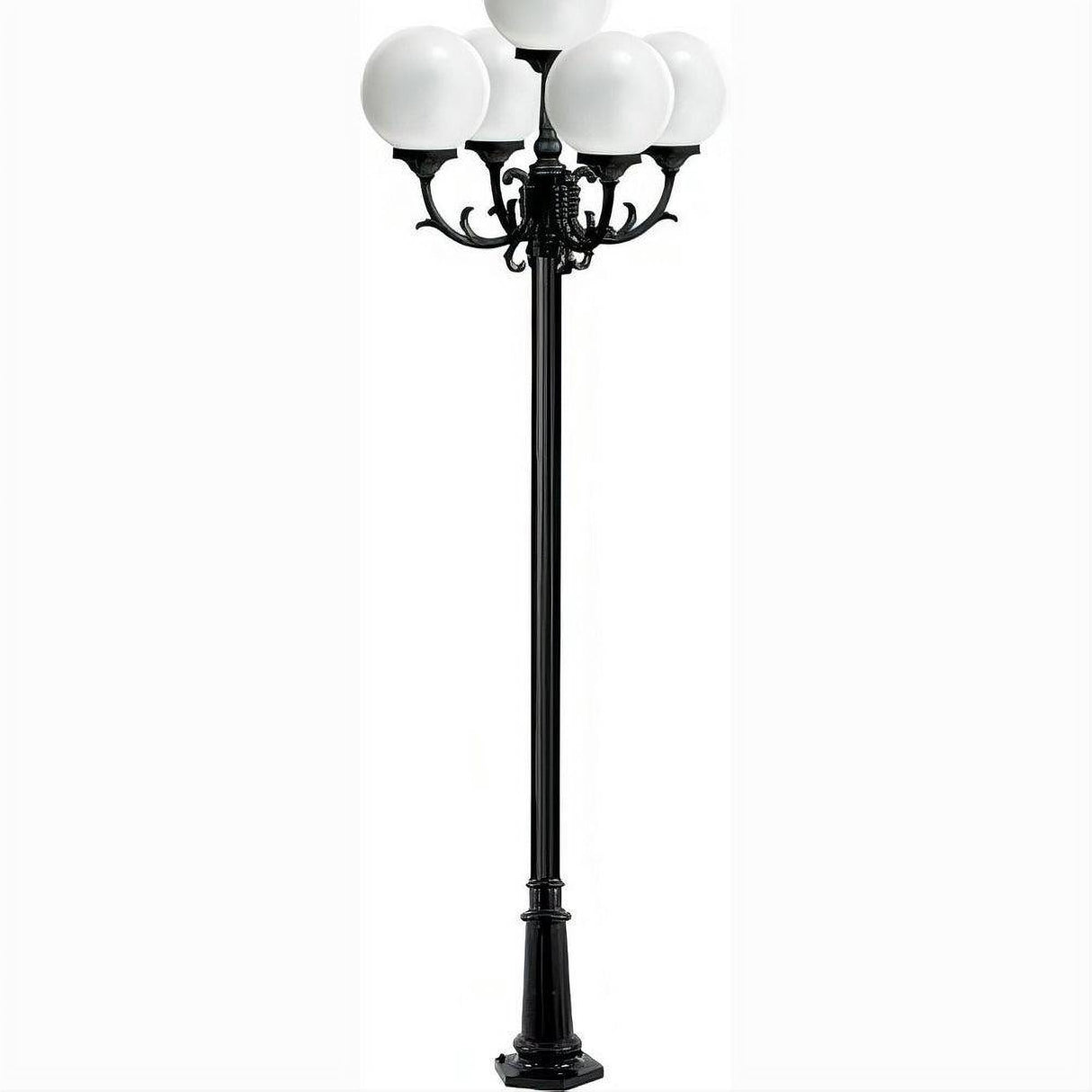 Dabmar Lighting GM2405-L45-40K-B Cast Alum 5 Post Top Fixture Pole + Base 120V GU24 5X LED 9W 40K Black