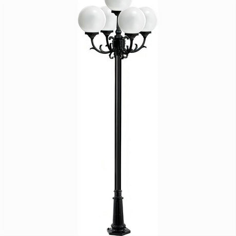 Dabmar Lighting GM2405-L45-40K-B Cast Alum 5 Post Top Fixture Pole + Base 120V GU24 5X LED 9W 40K Black