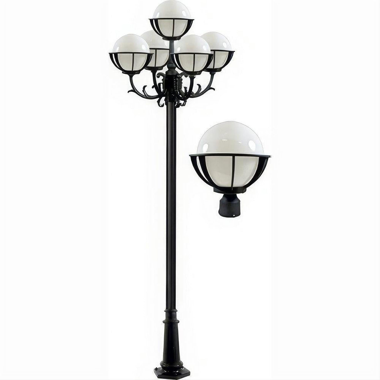 Dabmar Lighting GM2605-B Cast Alum 5 Post Top Fixture Pole + Base 120V E26 5X No Lamp Black