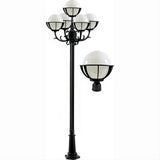 Dabmar Lighting GM2605-L30-RGBW-B Cast Alum 5 Post Top Fixture Pole + Base 86V-265V E26 5X LED 6W RGBW Black