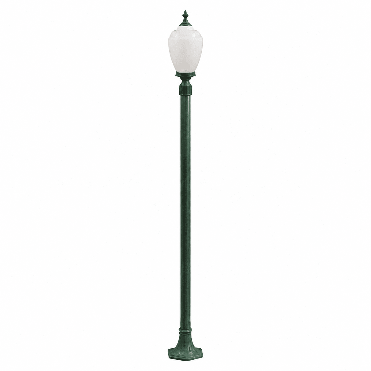Dabmar Lighting GM2851-L18-30K-VG Cast Alum 1 Post Top Fixture Pole + Base 120V E26 LED 18W 30K Verde Green