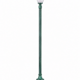 Dabmar Lighting GM2851-L18-65K-VG post top fixture, pole and base in Verde Green