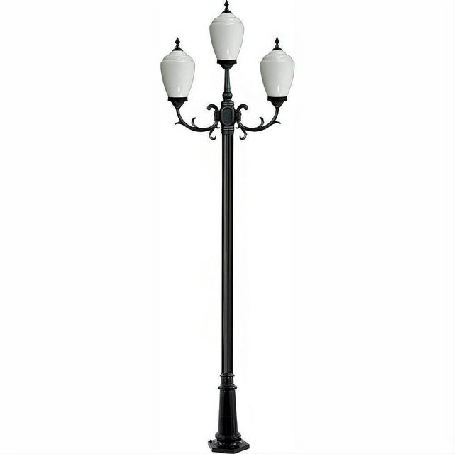 Dabmar Lighting GM2853-B Cast Alum 3 Post Top Fixture Pole + Base 120V E26 3X No Lamp Black