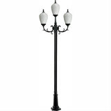Dabmar Lighting GM2853-L18-30K-B Cast Alum 3 Post Top Fixture Pole + Base 120V E26 3X LED 6W 30K Black