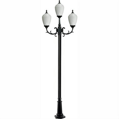 Dabmar Lighting GM2853-L18-60K-B Cast Alum 3 Post Top Fixture Pole + Base 120V E26 3X LED 6W 60K Black