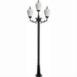 Dabmar Lighting GM2853-L27-27K-B Cast Alum 3 Post Top Fixture Pole + Base 120V GU24 3X LED 9W 27K Black