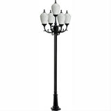 Dabmar Lighting GM2855-L30-60K-B Cast Alum 5 Post Top Fixture Pole + Base 120V E26 5X LED 6W 60K Black