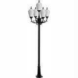 Dabmar Lighting GM2855-L45-40K-B Cast Alum 5 Post Top Fixture Pole + Base 120V GU24 5X LED 9W 40K Black