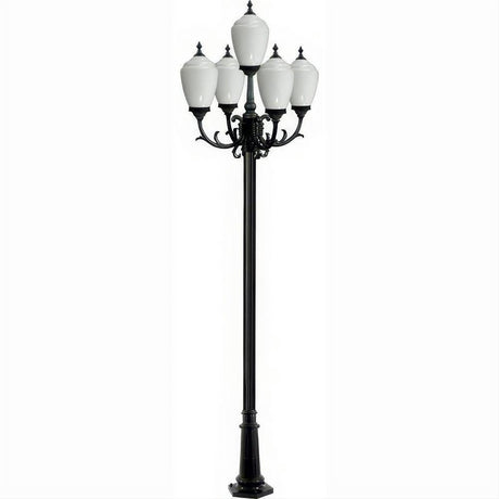 Dabmar Lighting GM2855-L45-40K-B Cast Alum 5 Post Top Fixture Pole + Base 120V GU24 5X LED 9W 40K Black