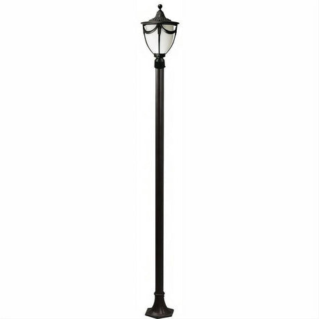 Dabmar Lighting GM4801-L18-30K-B Cast Alum 1 Post Top Fixture Pole + Base 120V E26 LED 18W 30K Black