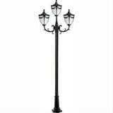 Dabmar Lighting GM4803-L54-30K-B Cast Alum 3 Post Top Fixture Pole + Base 120V E26 3X LED 54W 30K Black