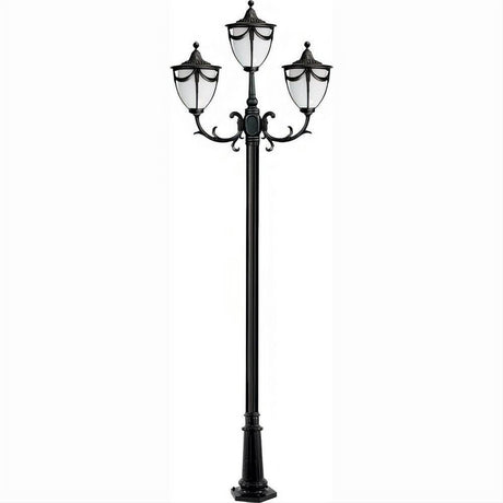 Dabmar Lighting GM4803-L54-30K-B Cast Alum 3 Post Top Fixture Pole + Base 120V E26 3X LED 54W 30K Black