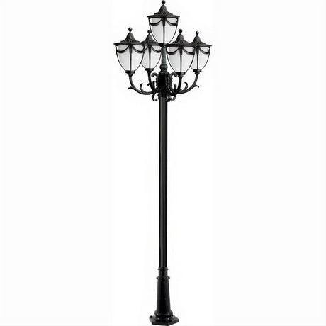 Dabmar Lighting GM4805-L30-RGBW-B Cast Alum 5 Post Top Fixture Pole + Base 86V-265V E26 5X LED 6W RGBW Black