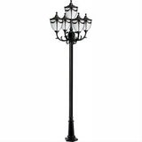 Dabmar Lighting GM4805-L90-30K-B Cast Alum 5 Post Top Fixture Pole + Base 120V E26 5X LED 18W 30K Black
