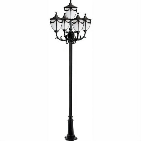 Dabmar Lighting GM4805-L90-65K-B Cast Alum 5 Post Top Fixture Pole + Base 120V E26 5X LED 18W 65K Black