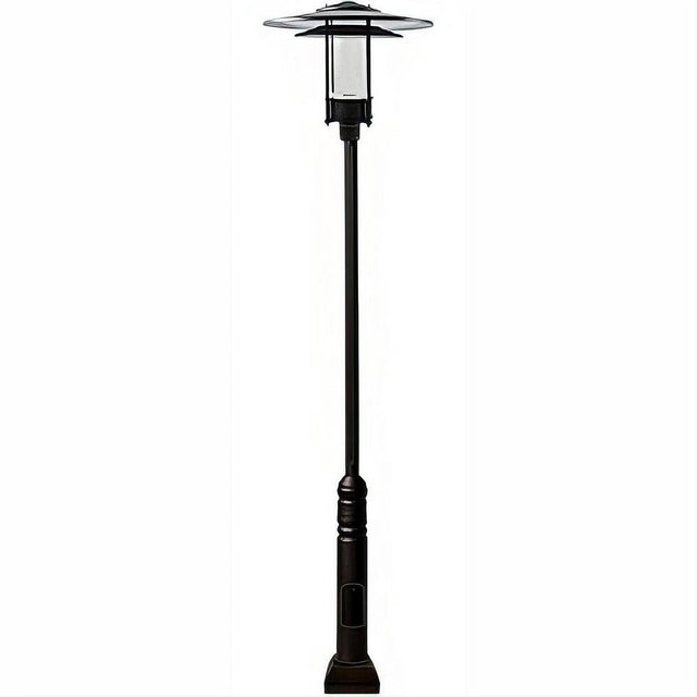 Dabmar Lighting GM5101-L20-30K-B Cast Alum 1 Post Top Fixture Pole + Base 120V-277V G24 LED 20W 30K Black