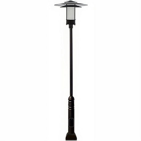 Dabmar Lighting GM5101-L20-30K-B-FR-FR Cast Alum 1 Post Top Fixture Pole + Base 120V-277V G24 LED 20W 30K Frost Black