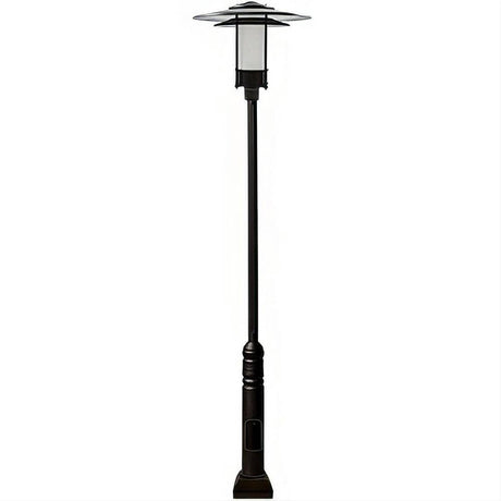Dabmar Lighting GM5101-L20-50K-B-FR-FR Cast Alum 1 Post Top Fixture Pole + Base 120V-277V G24 LED 20W 50K Frost Black