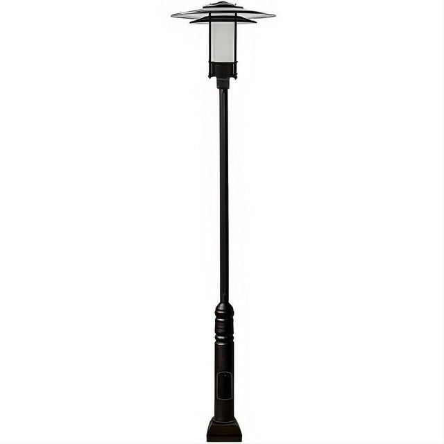 Dabmar Lighting GM5101-L20-50K-B-FR-FR Cast Alum 1 Post Top Fixture Pole + Base 120V-277V G24 LED 20W 50K Frost Black