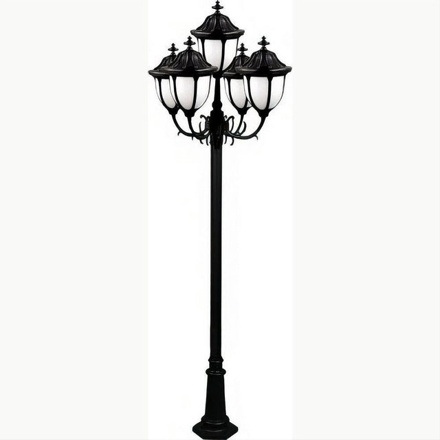 Dabmar Lighting GM5525-L45-27K-B Cast Alum 5 Post Top Fixture Pole + Base 120V GU24 5X LED 9W 27K Black