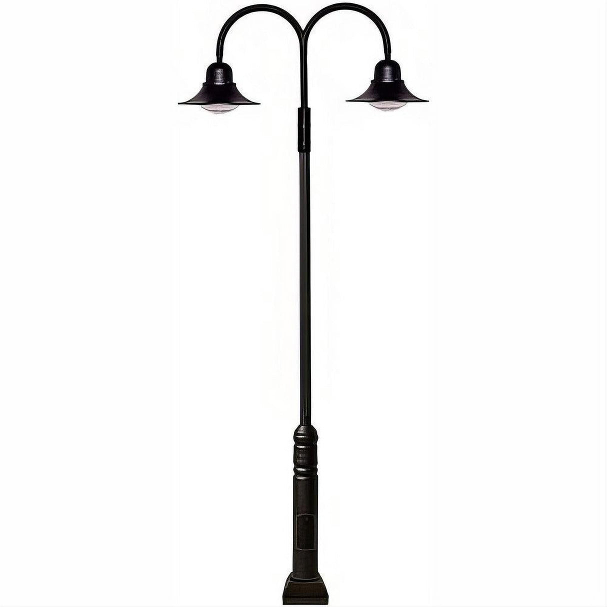 Dabmar Lighting GM6051-LB120-30K-B Cast Alum 1 Post Top Fixture Pole + Base 120V-277V 2X LB 60W 30K Black