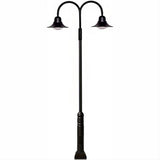 Dabmar Lighting GM6051-LB120-30K-B Cast Alum 1 Post Top Fixture Pole + Base 120V-277V 2X LB 60W 30K Black