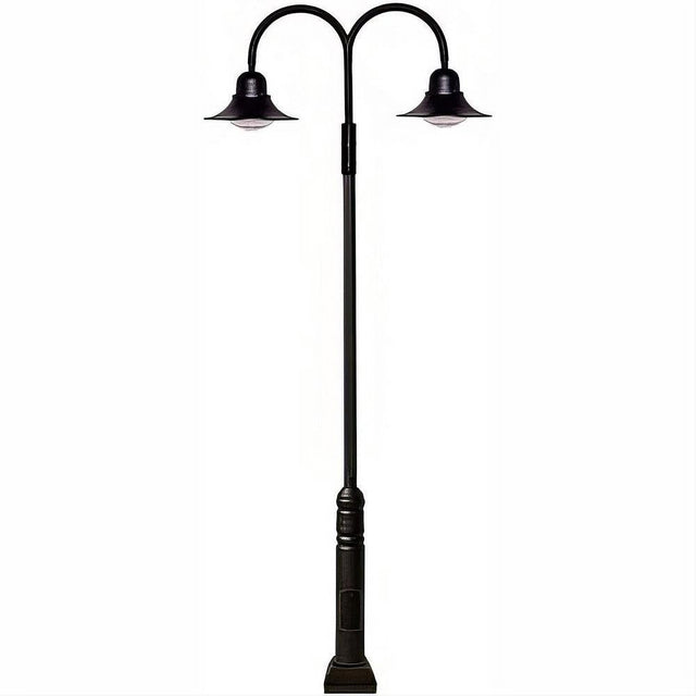 Dabmar Lighting GM6051-LB120-30K-B Cast Alum 1 Post Top Fixture Pole + Base 120V-277V 2X LB 60W 30K Black