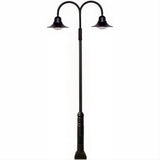 Dabmar Lighting GM6051-LB120-50K-B Cast Alum 1 Post Top Fixture Pole + Base 120V-277V 2X LB 60W 50K Black