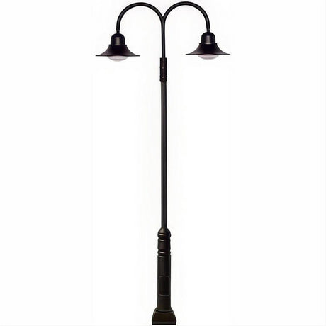 Dabmar Lighting GM6051-LB120-50K-B Cast Alum 1 Post Top Fixture Pole + Base 120V-277V 2X LB 60W 50K Black