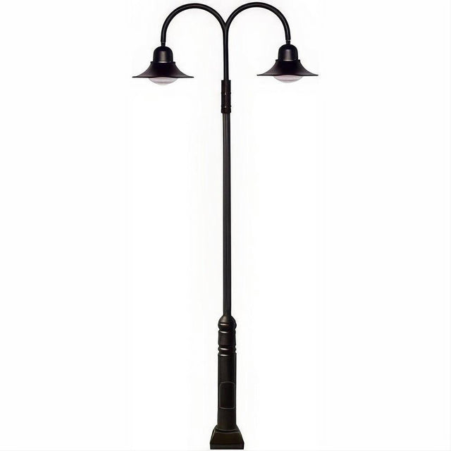 Dabmar Lighting GM6051-LB120-50K-B Cast Alum 1 Post Top Fixture Pole + Base 120V-277V 2X LB 60W 50K Black