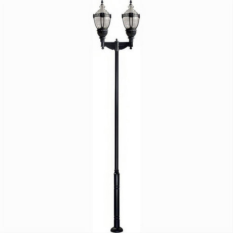 Dabmar Lighting GM6602-B Cast Alum 2 Post Top Fixture Pole + Base 120V E39 No Lamp Black