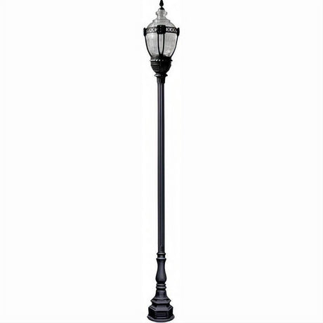 Dabmar Lighting GM8931-L63-50K-B Cast Alum 1 Post Top Fixture Pole + Base 120V-277V E39 LED 63W 50K Black