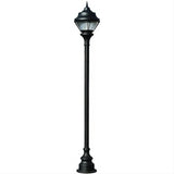 Dabmar Lighting GM9001-L30-65K-B Cast Alum 1 Post Top Fixture Pole + Base 85V-265V E26 LED 30W 65K Black
