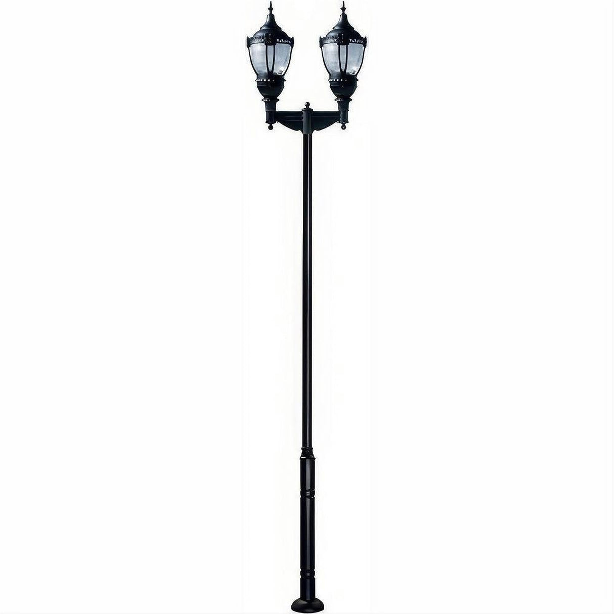 Dabmar Lighting GM9102-L108-40K-B Cast Alum 1 Post Top Fixture Pole + Base 120V-277V E39 2X LED 54W 40K Black