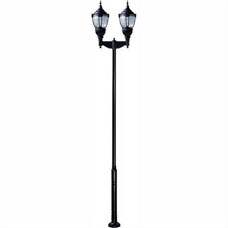 Dabmar Lighting GM9102-L160-30K-B Cast Alum 1 Post Top Fixture Pole + Base 120V-277V E39 2X LED 80W 30K Black