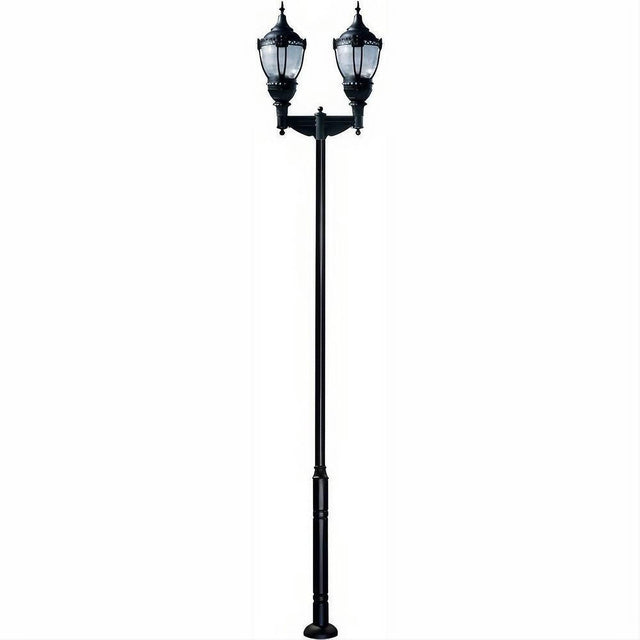 Dabmar Lighting GM9102-L160-50K-B Cast Alum 1 Post Top Fixture Pole + Base 120V-277V E39 2X LED 80W 50K Black