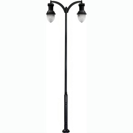 Dabmar Lighting GM9272-L126-40K-B Cast Alum 1 Post Top Fixture Pole + Base 120V-277V E39 2X LED 63W 40K Black