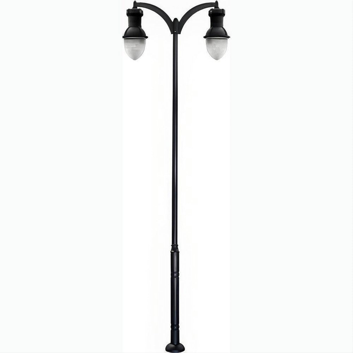 Dabmar Lighting GM9272-L160-30K-B Cast Alum 1 Post Top Fixture Pole + Base 120V-277V E39 2X LED 80W 30K Black