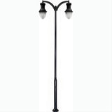 Dabmar Lighting GM9272-L160-30K-B Cast Alum 1 Post Top Fixture Pole + Base 120V-277V E39 2X LED 80W 30K Black